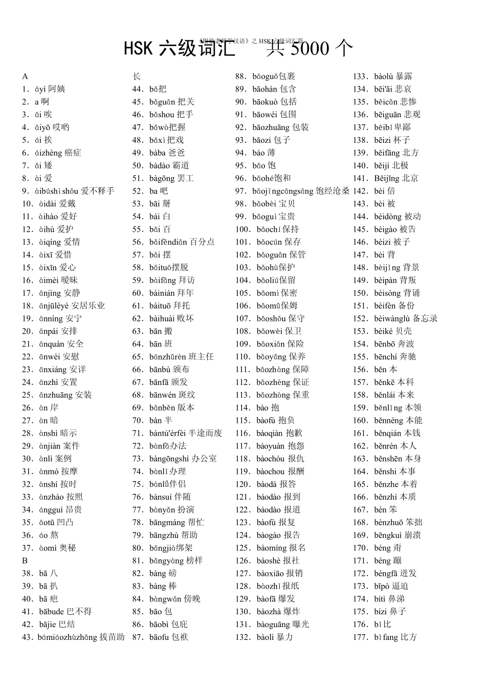 新HSK六级词汇5000词_第1页
