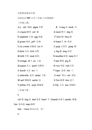 新PEP小学英语级语音知识总结