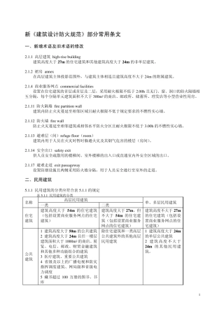新《建筑设计防火规范》部分常用条文