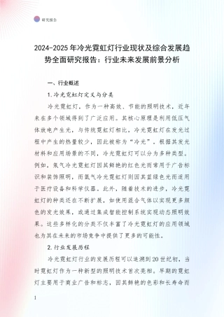 2024-2025年冷光霓虹灯行业现状及综合发展趋势全面研究报告：行业未来发展前景分析