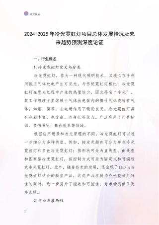 2024-2025年冷光霓虹灯项目总体发展情况及未来趋势预测深度论证