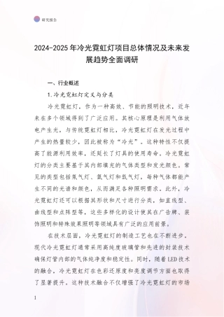 2024-2025年冷光霓虹灯项目总体情况及未来发展趋势全面调研