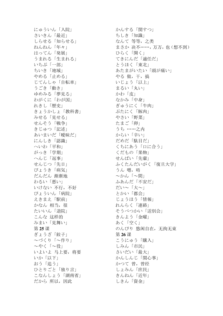 新世纪日本语教程初级2230课后单词词组中日_第2页
