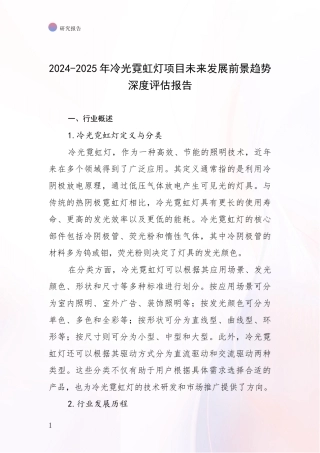 2024-2025年冷光霓虹灯项目未来发展前景趋势深度评估报告