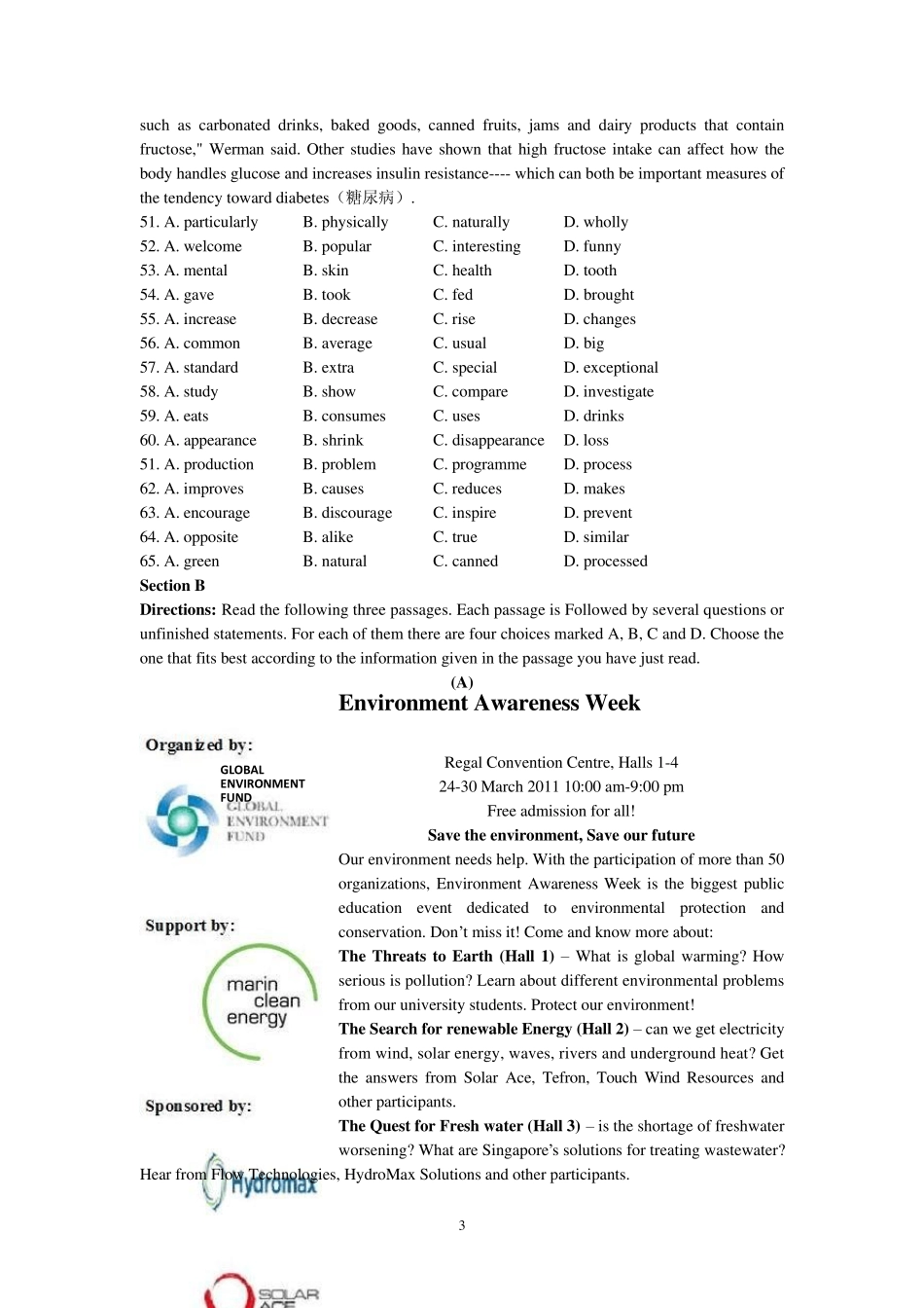 新世纪英语高二(上)英语期末考试_第3页