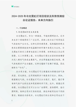 2024-2025年冷光霓虹灯项目现状及形势预测综合论证报告：未来方向指引