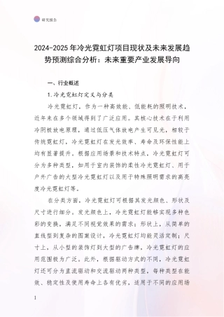2024-2025年冷光霓虹灯项目现状及未来发展趋势预测综合分析：未来重要产业发展导向