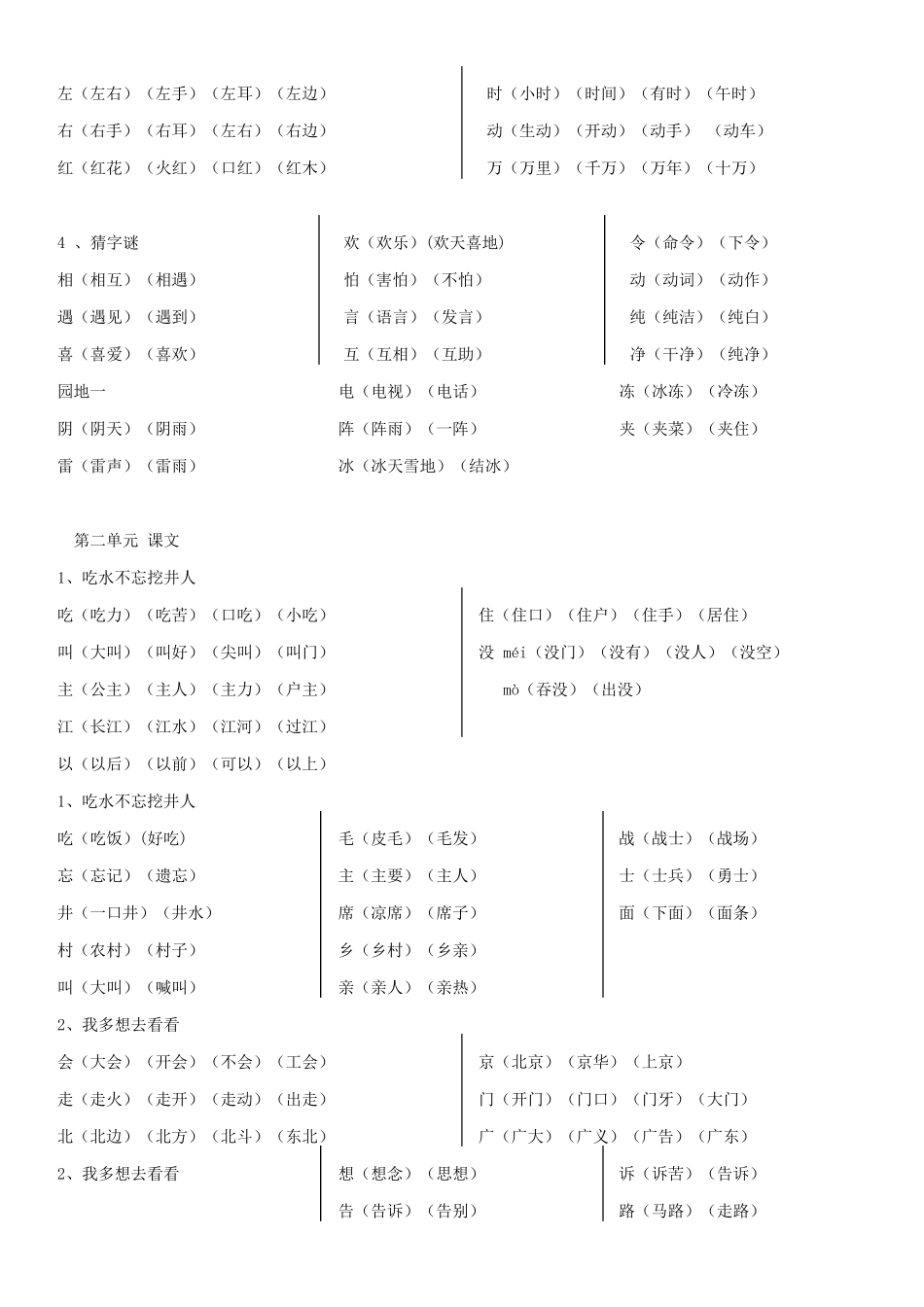 新人教一年级下册语文词语表_第2页