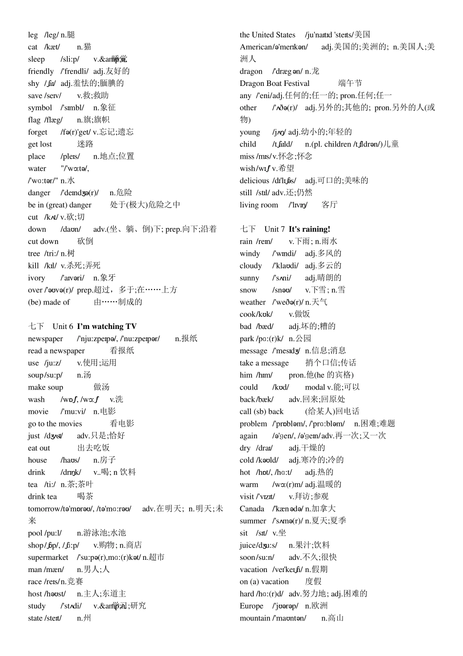 新人教版七年级下册英语单词表(含音标全册)_第3页
