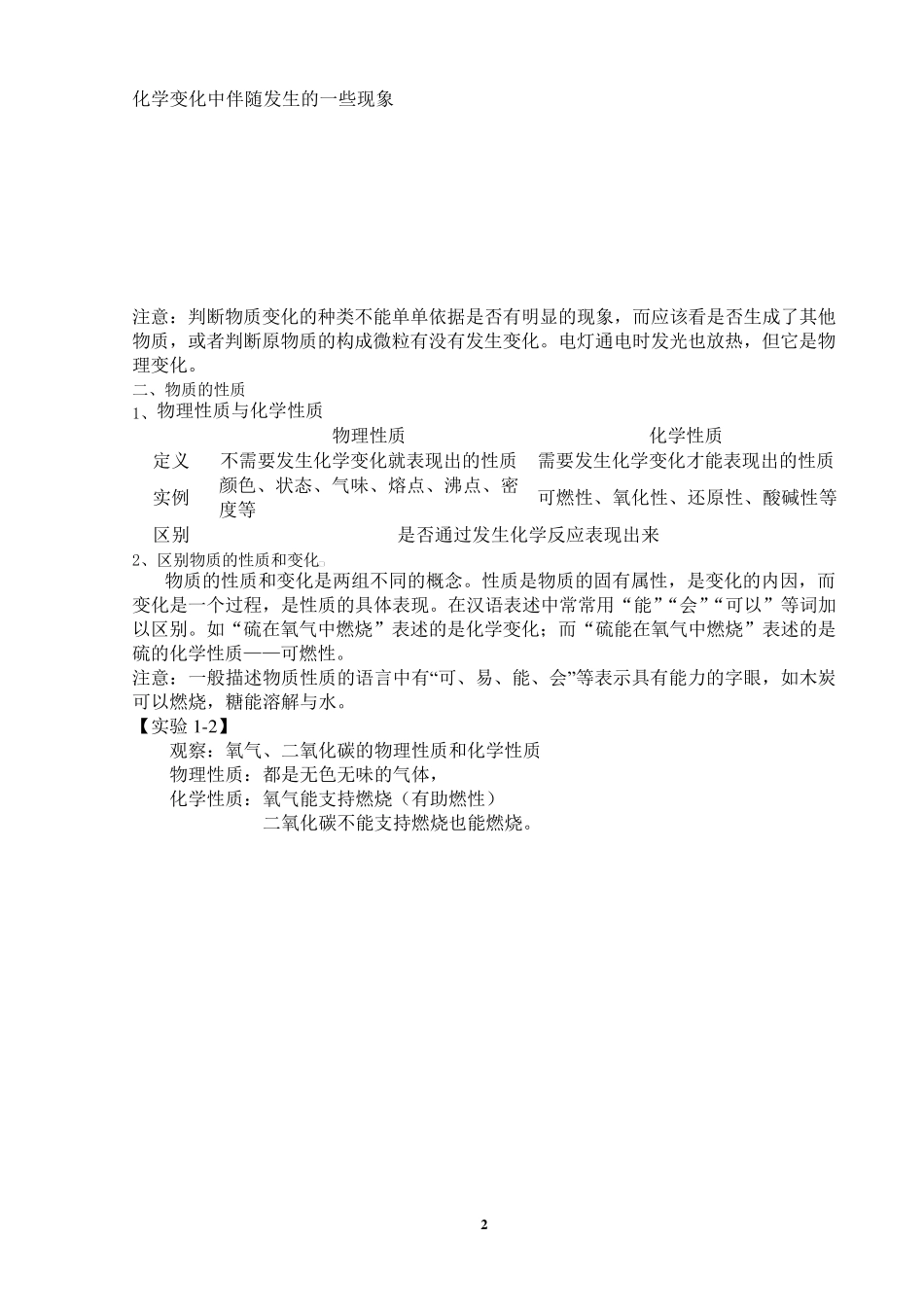 新人教版九年级化学上册各课题学生笔记_第2页