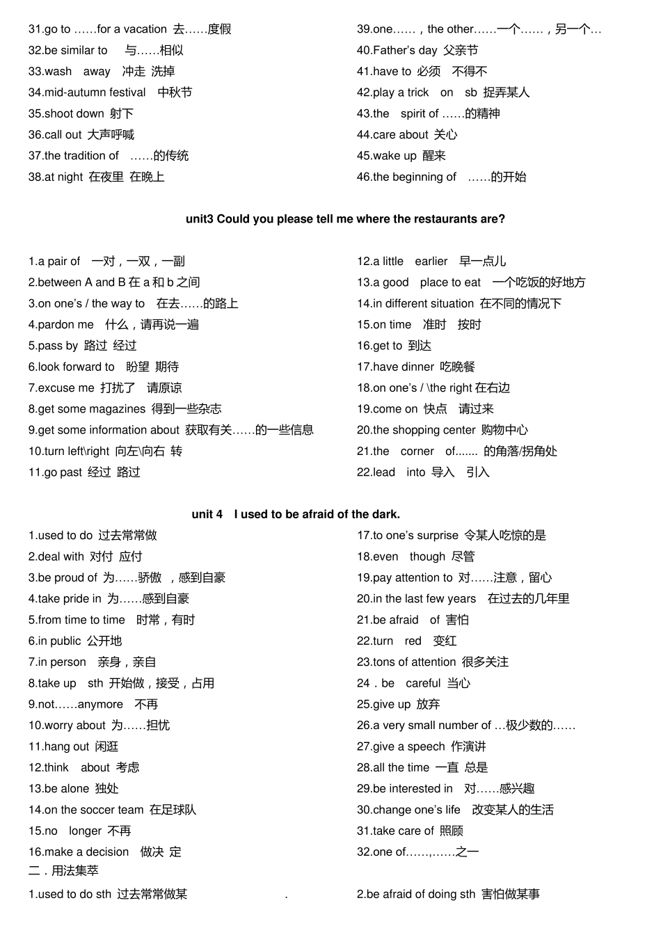 新人教版九年级英语全册短语归纳大全_第2页