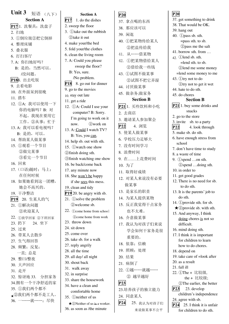 新人教版八下英语词组和固定搭配归纳_第3页