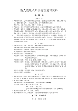 新人教版八年级下册物理复习资料