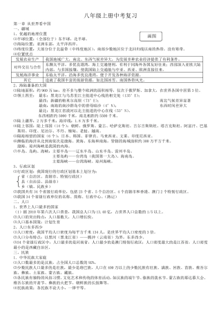 新人教版八年级地理上册复习资料(2019年)