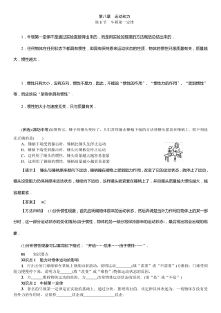 新人教版八年级物理下册难点易错点及测试题