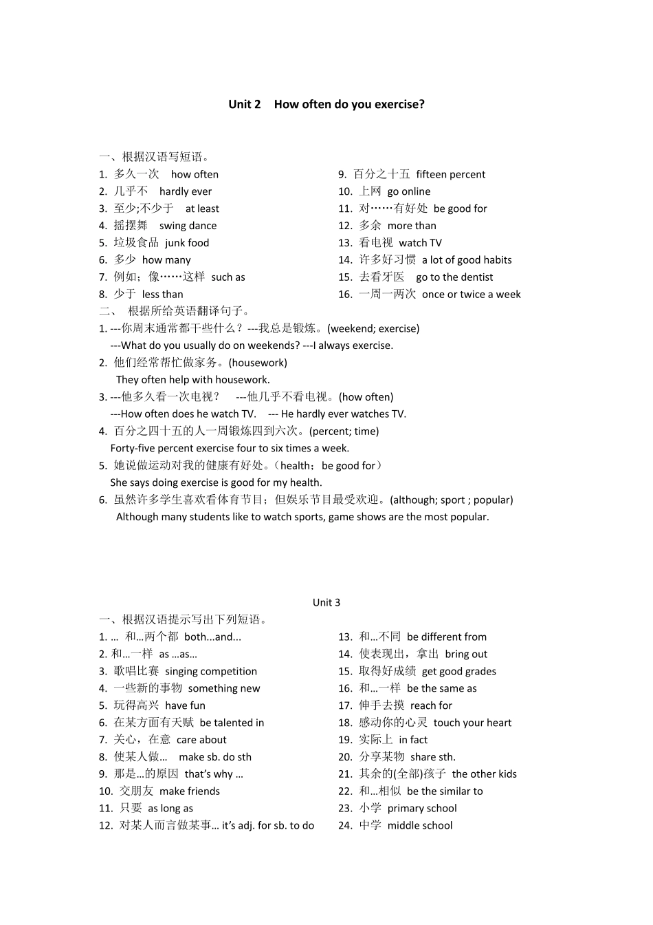 新人教版八年级英语(上)重点单词短语_第2页