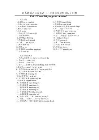 新人教版八年级英语(上)重点单词短语