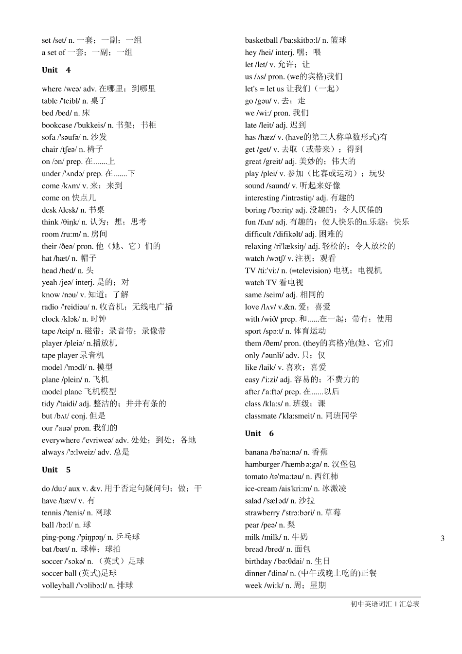 新人教版初中全部英语单词表(含音标)_第3页