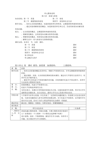 新人教版第六章《质量与密度》全章教案