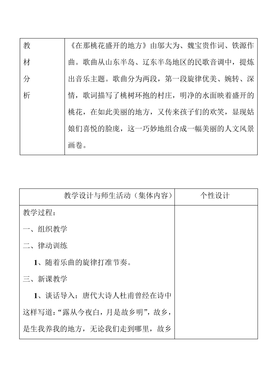 新人音版三年级下册欣赏课《在那桃花盛开的地方》教案_第2页