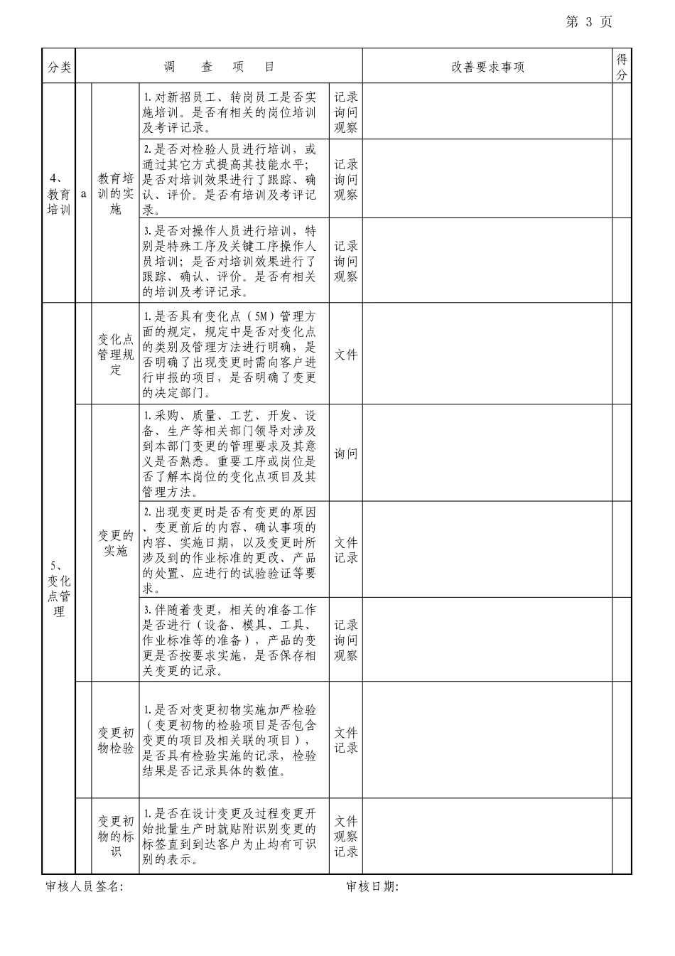 新供方质量审核表(质量管理体系审核用)豪爵铃木_第3页