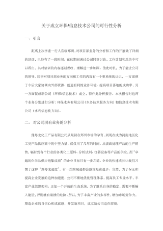 新公司成立的可行性分析