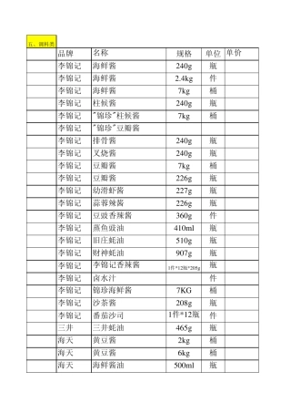 海荣天丰调料报价表