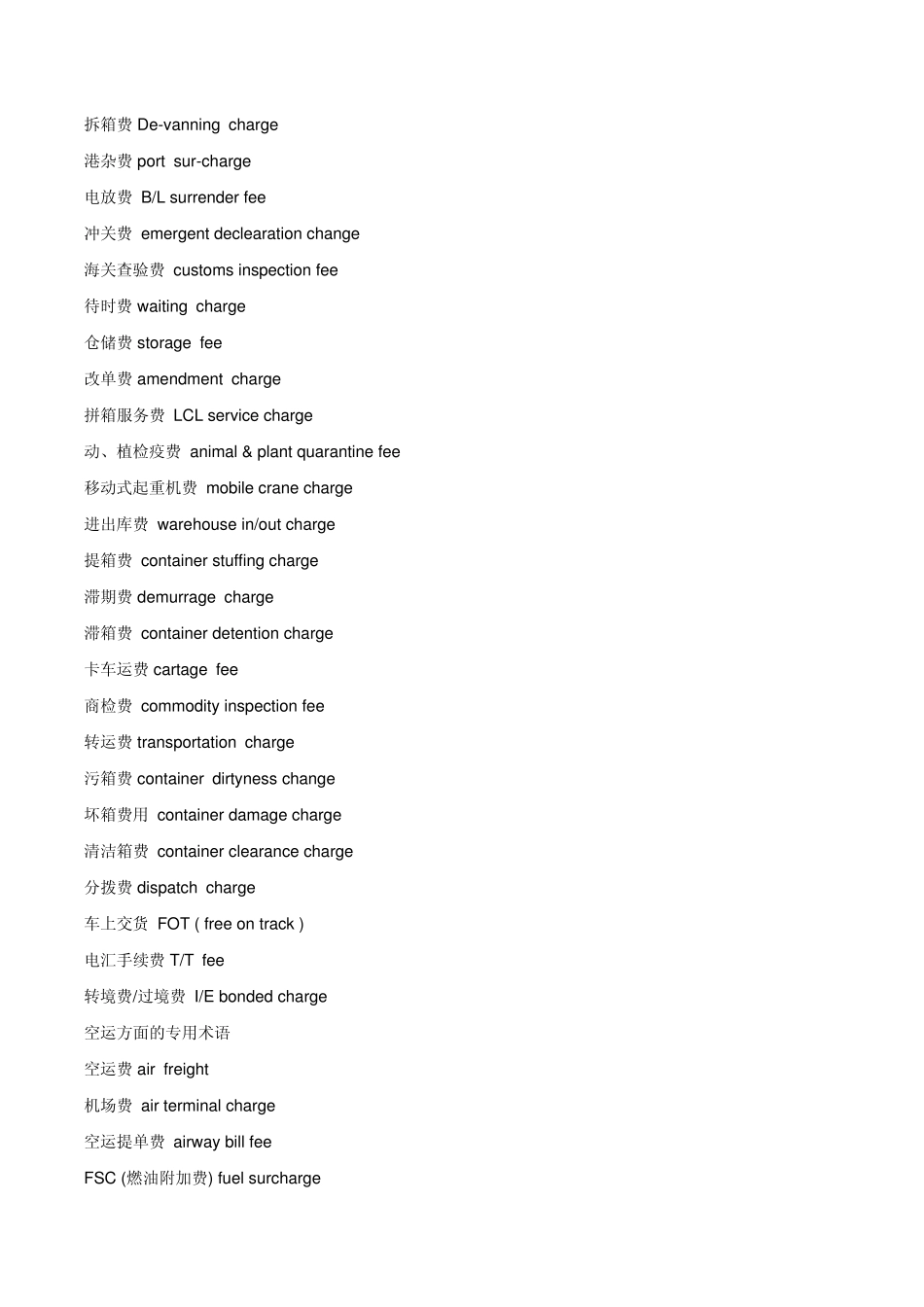 海运常用费用中英对_第2页
