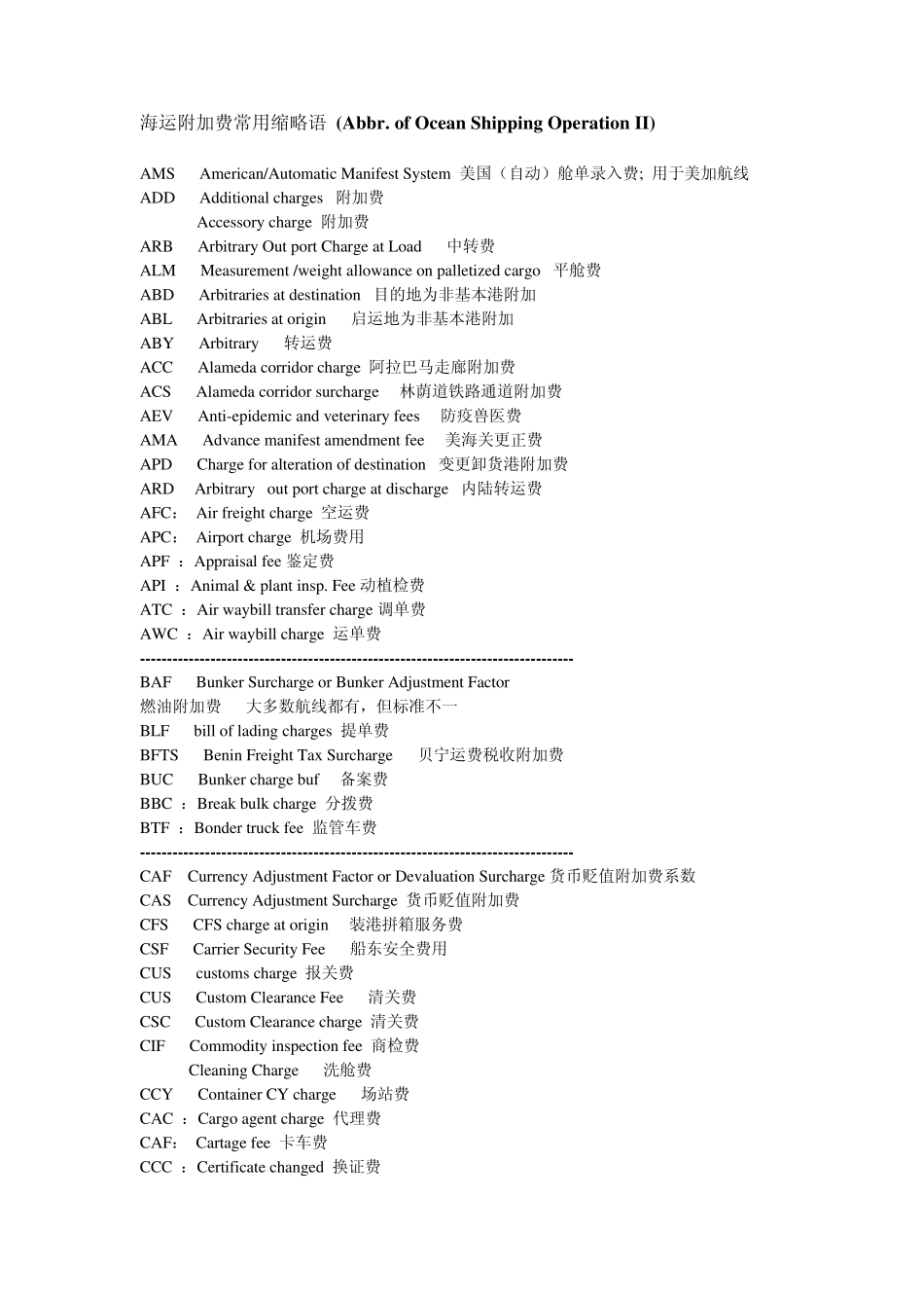 海运费用中英_第1页
