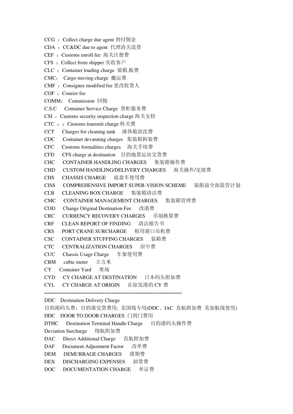 海运费用中英_第2页
