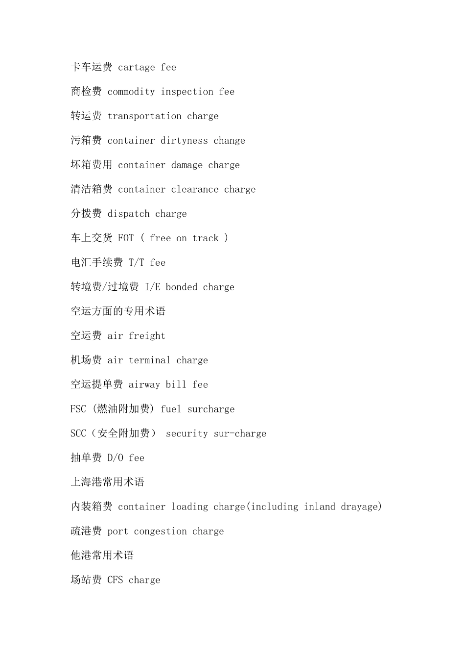 海运费英文大全_第2页