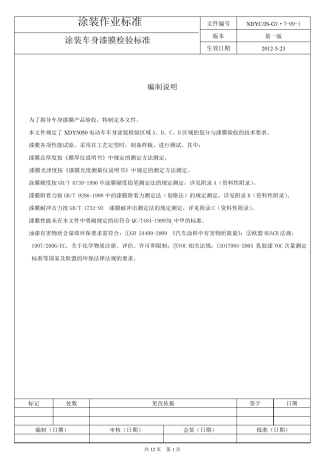 涂装车身漆膜质量检验标准
