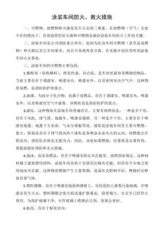 涂装车间防火、救火措施