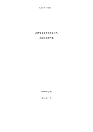 消防安全工作的资金投入和组织保障方案