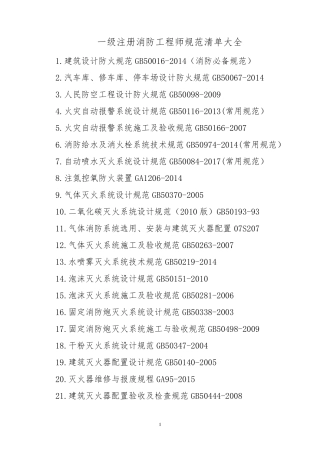 消防安全技术标准目录2018