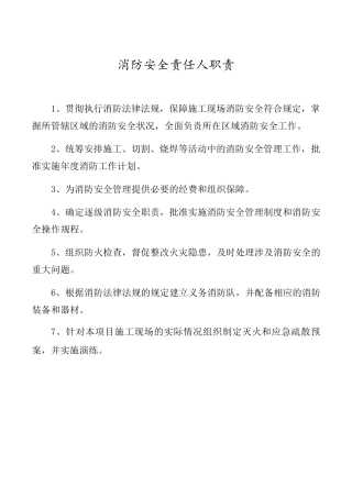 消防安全责任人及管理人职责