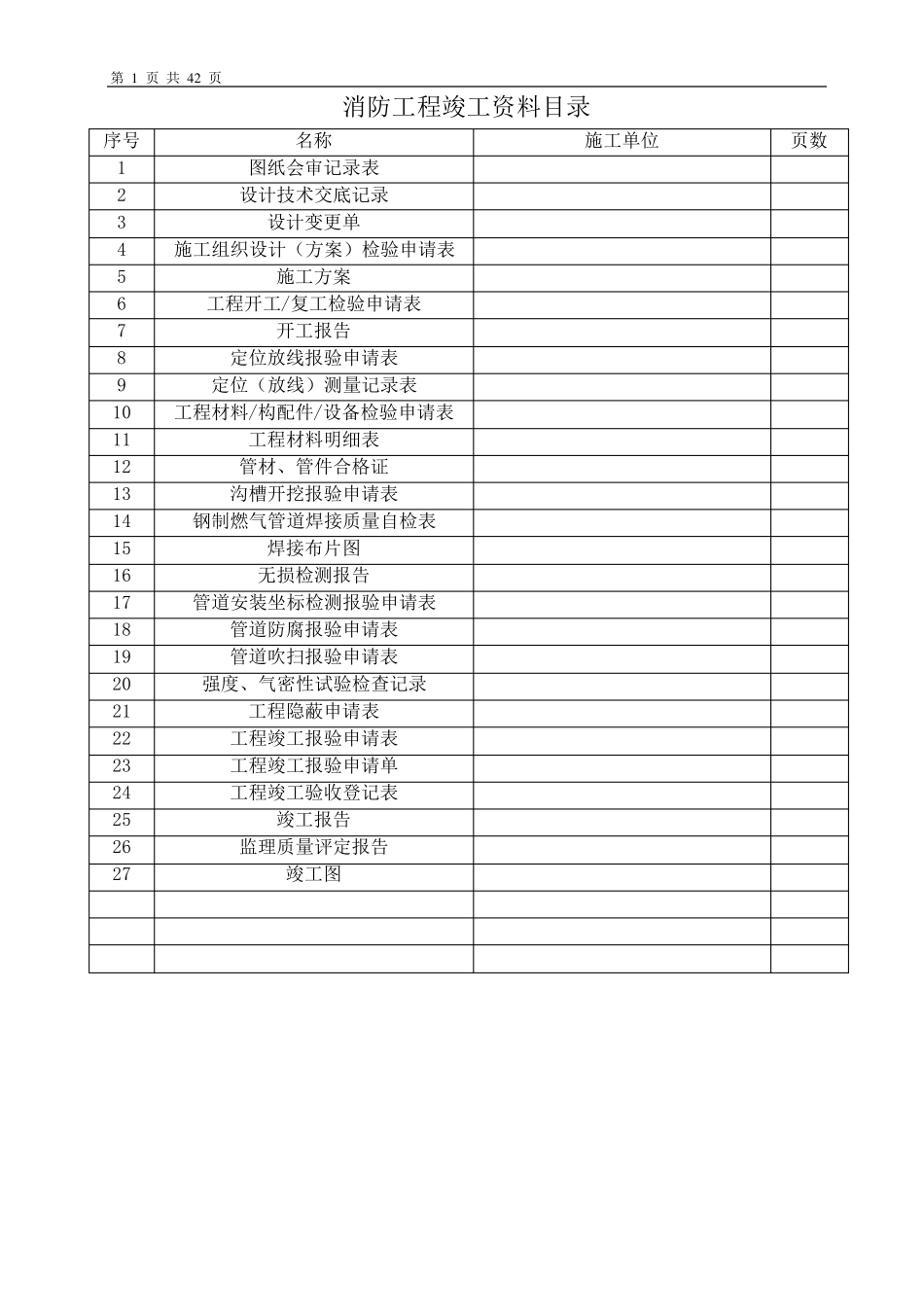 消防工程竣工资料表格范本_第1页