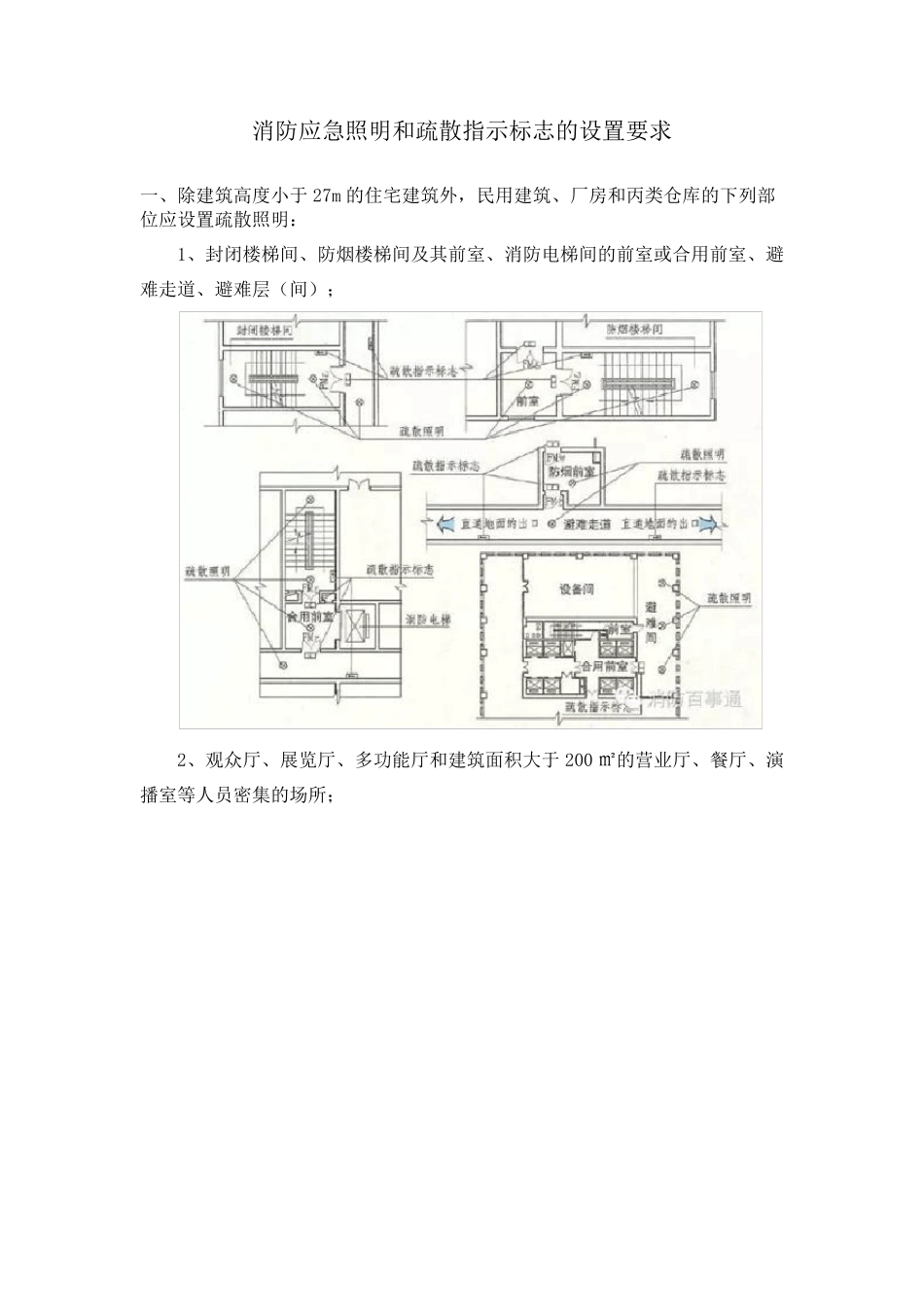 消防应急照明和疏散指示标志的设置要求_第1页