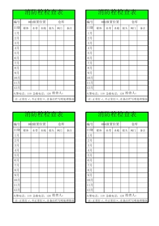 消防栓检查表(粘贴于消防栓上)