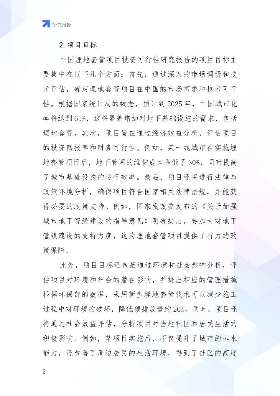 2024-2025年埋地套管领域市场前景发展趋势全面评估报告_第2页