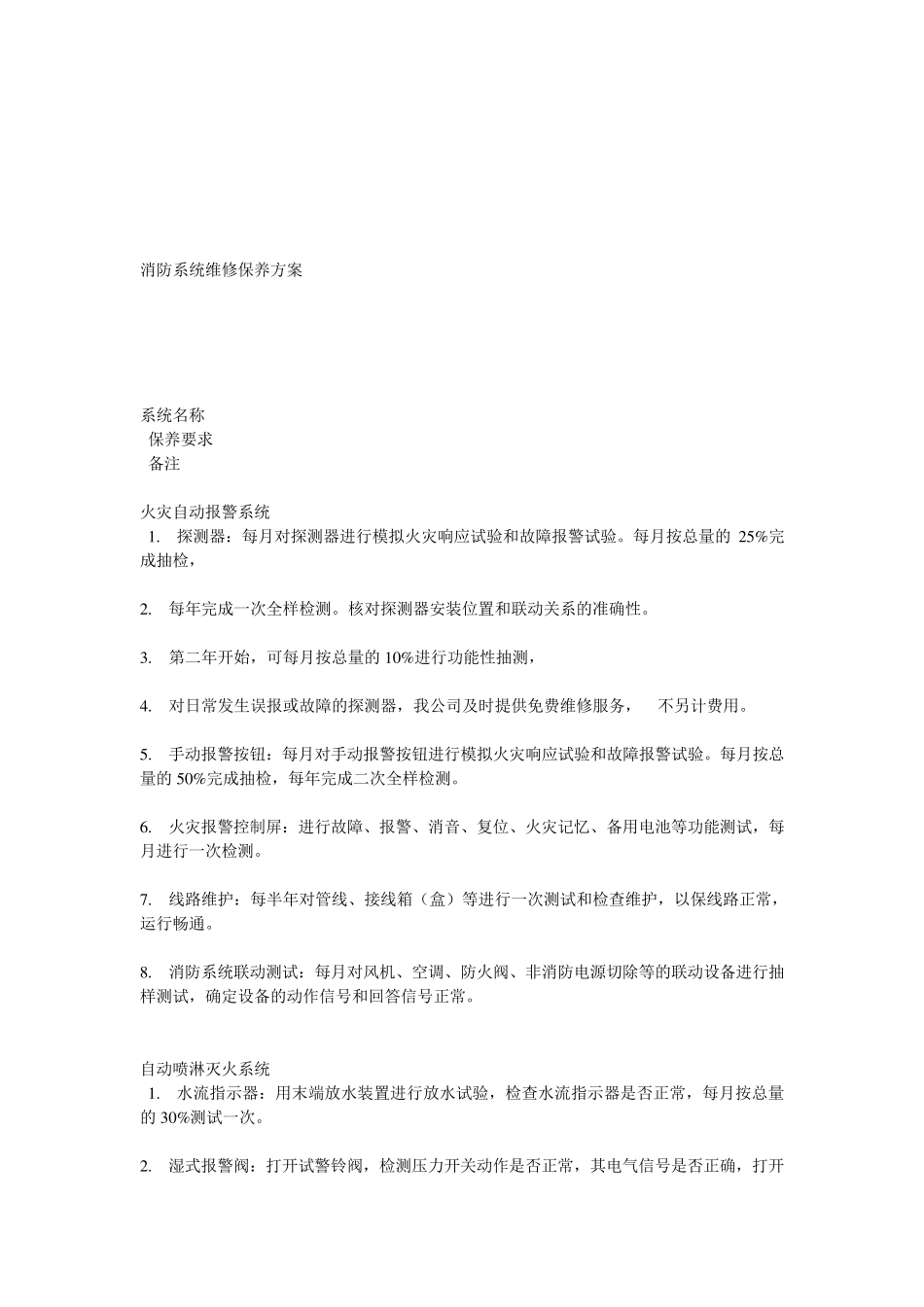 消防系统维护保养方案及报价(样版)_第2页