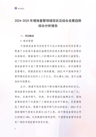 2024-2025年埋地套管领域现状及综合发展趋势综合分析报告