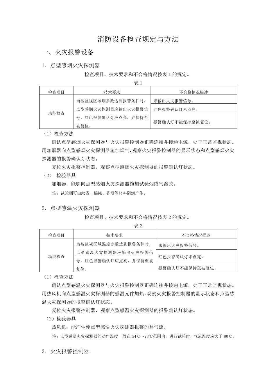消防设备检查规定与方法_第1页