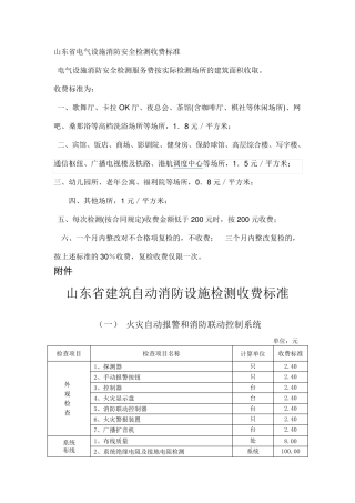 消防设施检测收费标准
