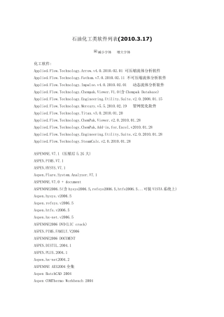 涉及石油化工类设计软件列表
