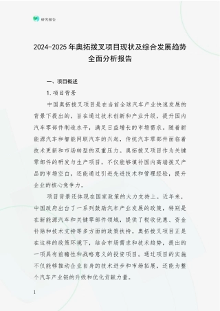 2024-2025年奥拓拨叉项目现状及综合发展趋势全面分析报告
