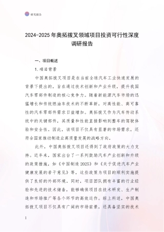 2024-2025年奥拓拨叉领域项目投资可行性深度调研报告