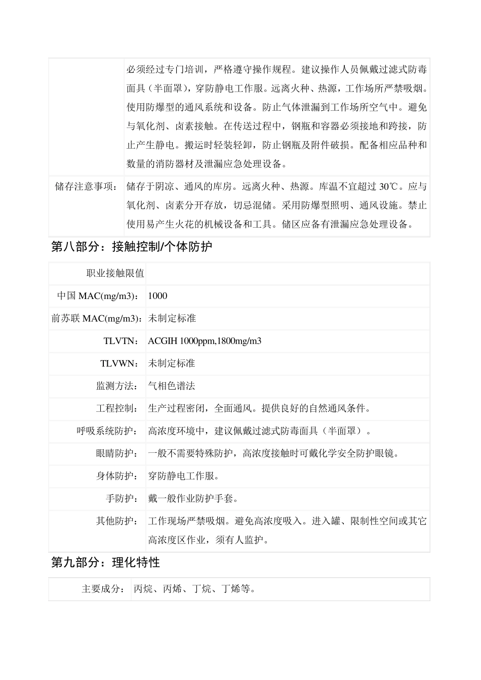 液化石油气化学品安全技术说明书_第3页