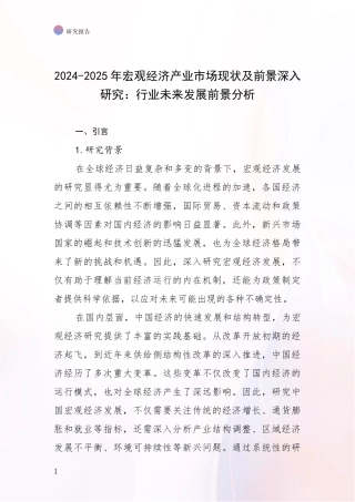 2024-2025年宏观经济产业市场现状及前景深入研究：行业未来发展前景分析