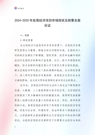 2024-2025年宏观经济项目市场现状及前景全面论证
